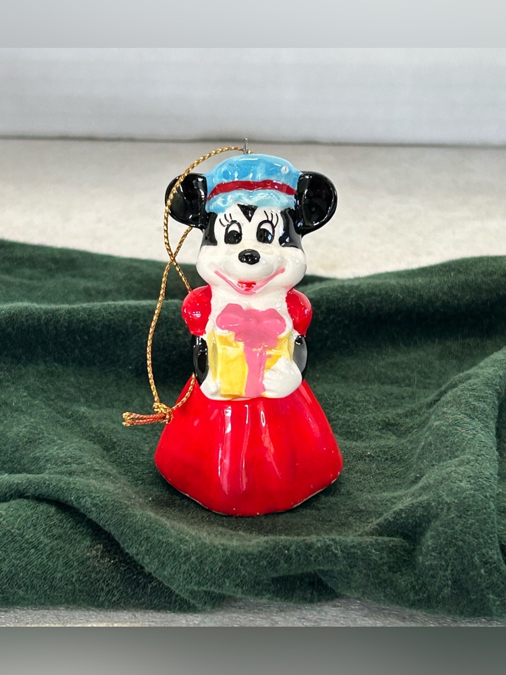 Vintage Walt Disney Productions Minnie Mouse Ceramic Christmas Ornament